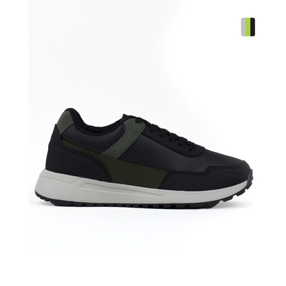 Calzado para hombre casual negro x verde militar channel, Pisamonte