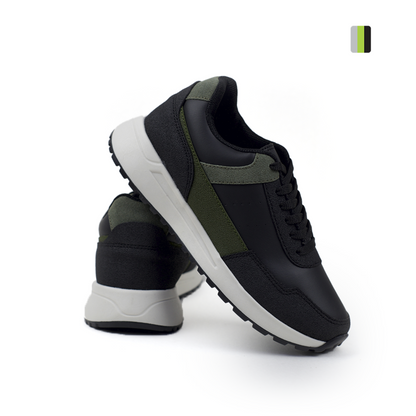 Calzado para hombre casual negro x verde militar channel, Pisamonte