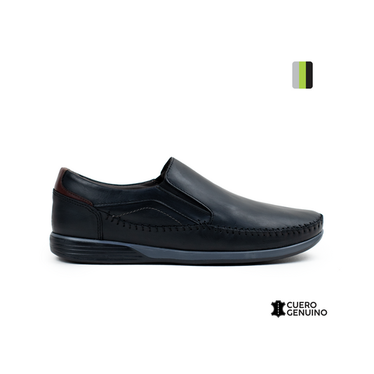 Calzado masculino mocasín en cuero negro, Ref 6306, Pisamonte